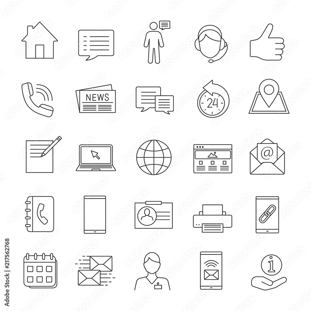 Information center linear icons set Information center linear icons set