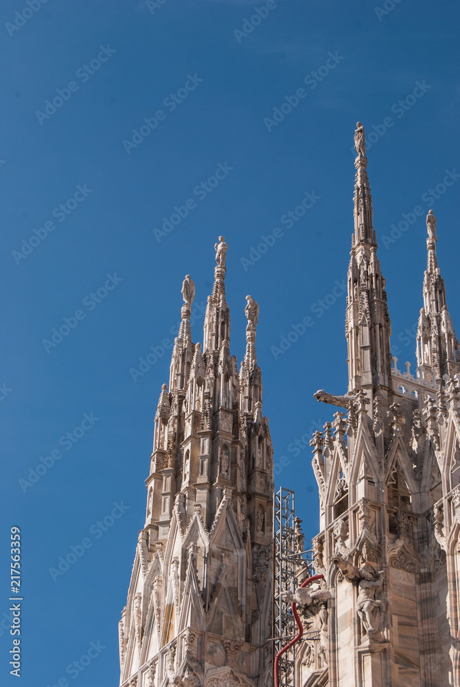 Detail of some spiers of the Milan Cathedral