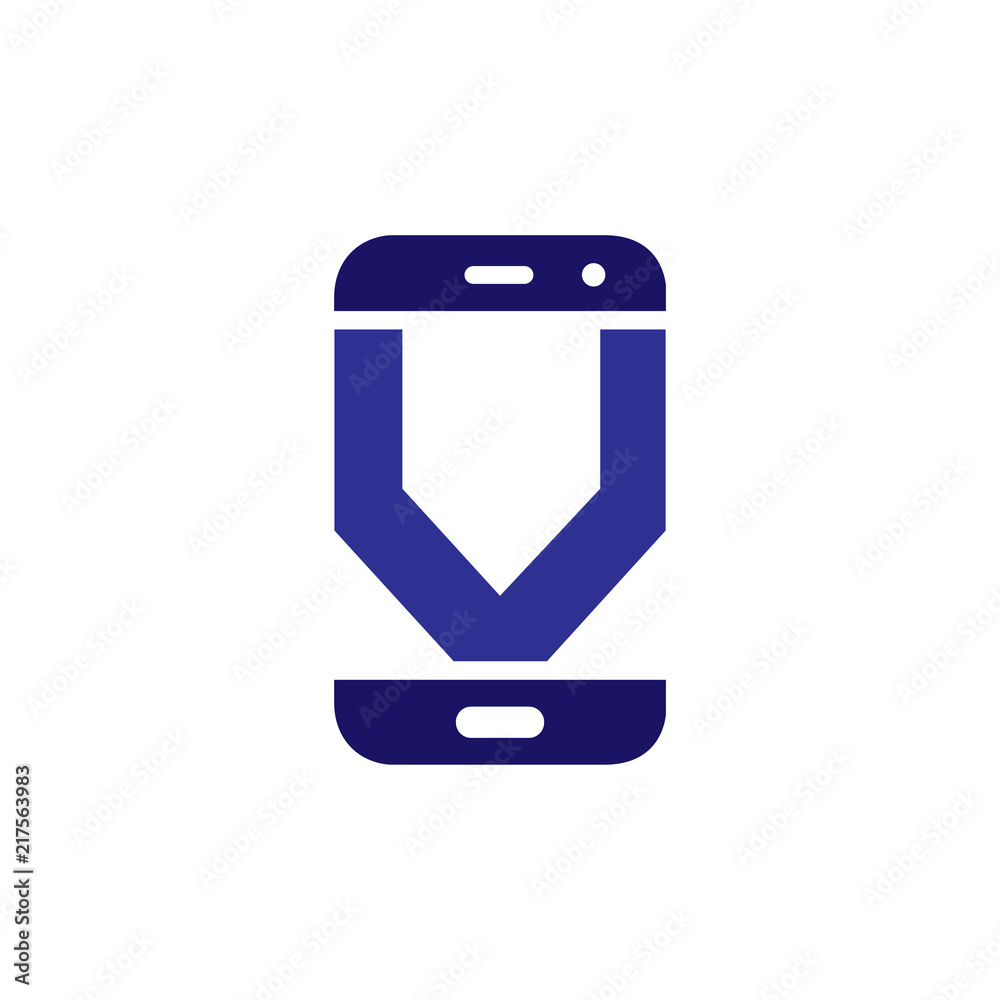 V Initial letter with Smart phone logo icon vector V Initial letter with Smart phone logo icon vector
