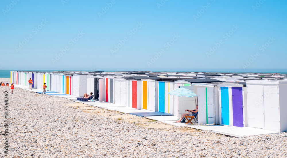 Le Havre, cabanes de la plage en Normandie, France Le Havre, cabanes de la plage en Normandie, France