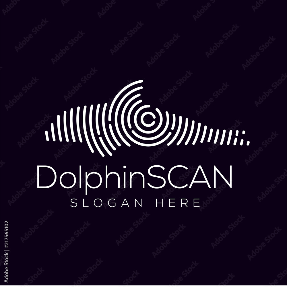 Obraz premium Dolphin Scan Technology Logo vector Element. Animal Technology Logo Template