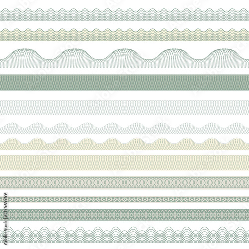 Seamless decorative borders for guilloches. Pattern brushes included in file.