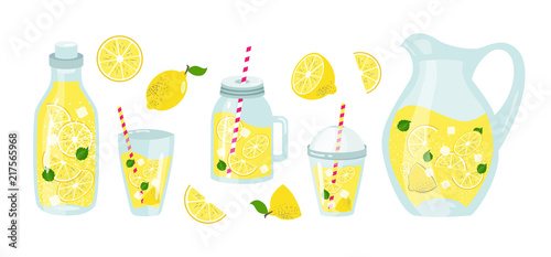 lemonade and lemons summer set with fruits