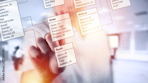 Business woman designs a new database