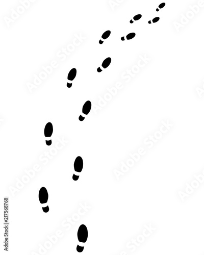 Trail of shoes prints, turn right or left