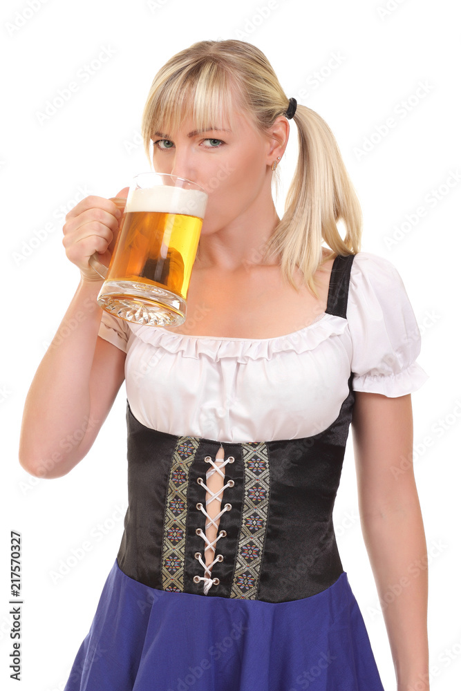 sexy woman wearing a dirndl with beer mug sexy woman wearing a dirndl with beer mug
