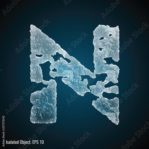 Ice Font / isolated ice shaped letter N vector illustration