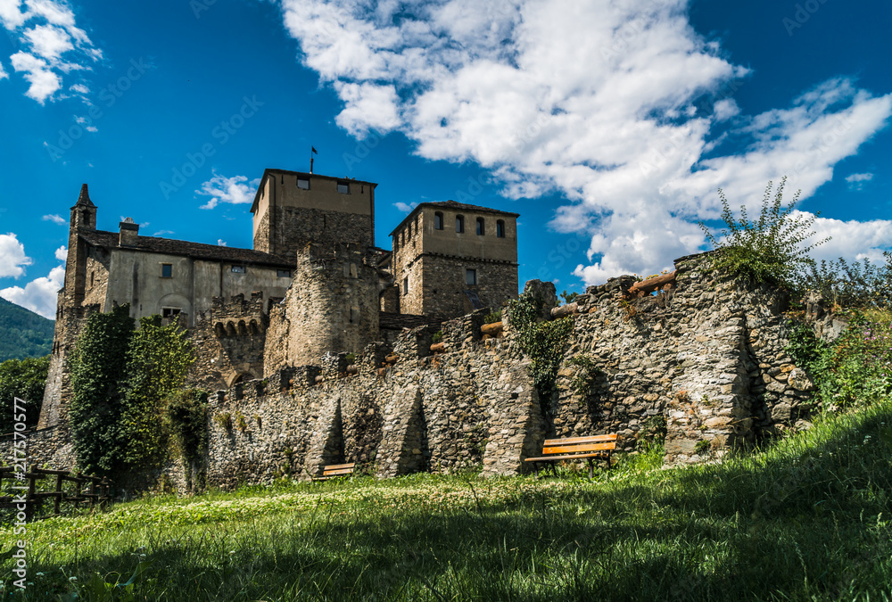 Fototapeta premium castle old stone medieval city of aosta italian alps