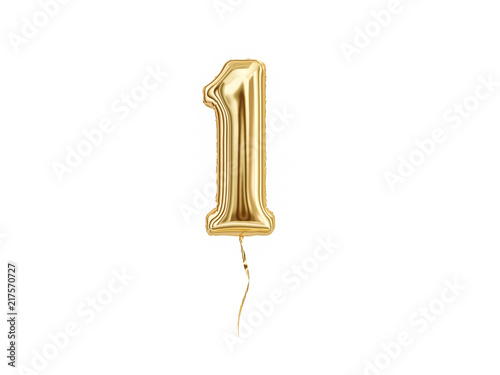 Numeral 1. Foil balloon number One isolated on white background