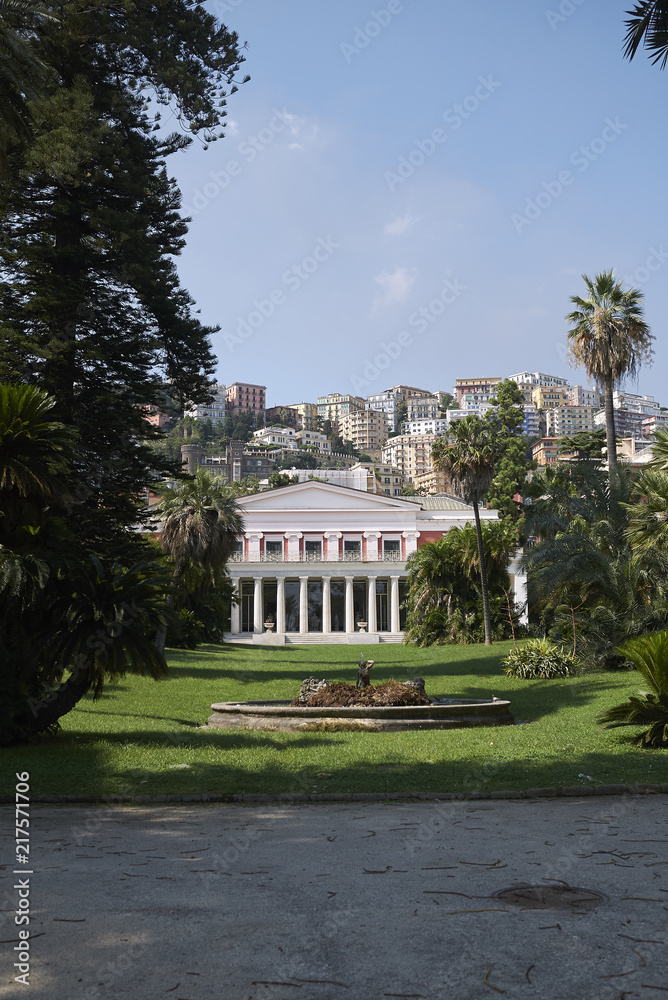 Naples, Italy - July 25, 2018 : View of Villa Pignatelli