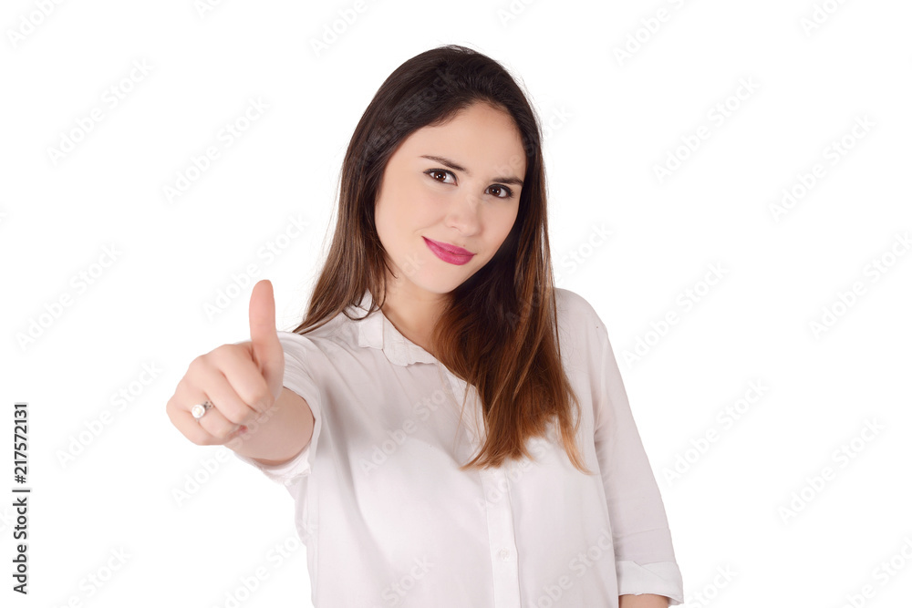 young latin woman giving thumbs up. young latin woman giving thumbs up.