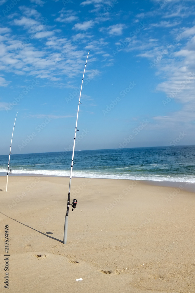 Surf fishing Sandy Hook New Jersey Stock Photo | Adobe Stock