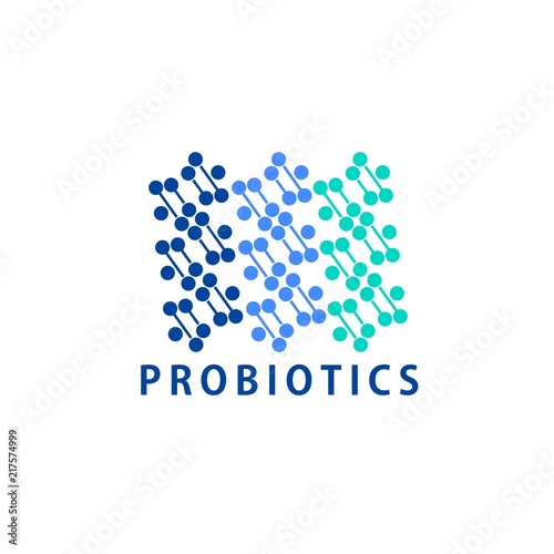 Probiotics logo. Bacteria logo. Concept of healthy nutrition ingredient for therapeutic purposes. Simple flat style trend modern logotype graphic design isolated