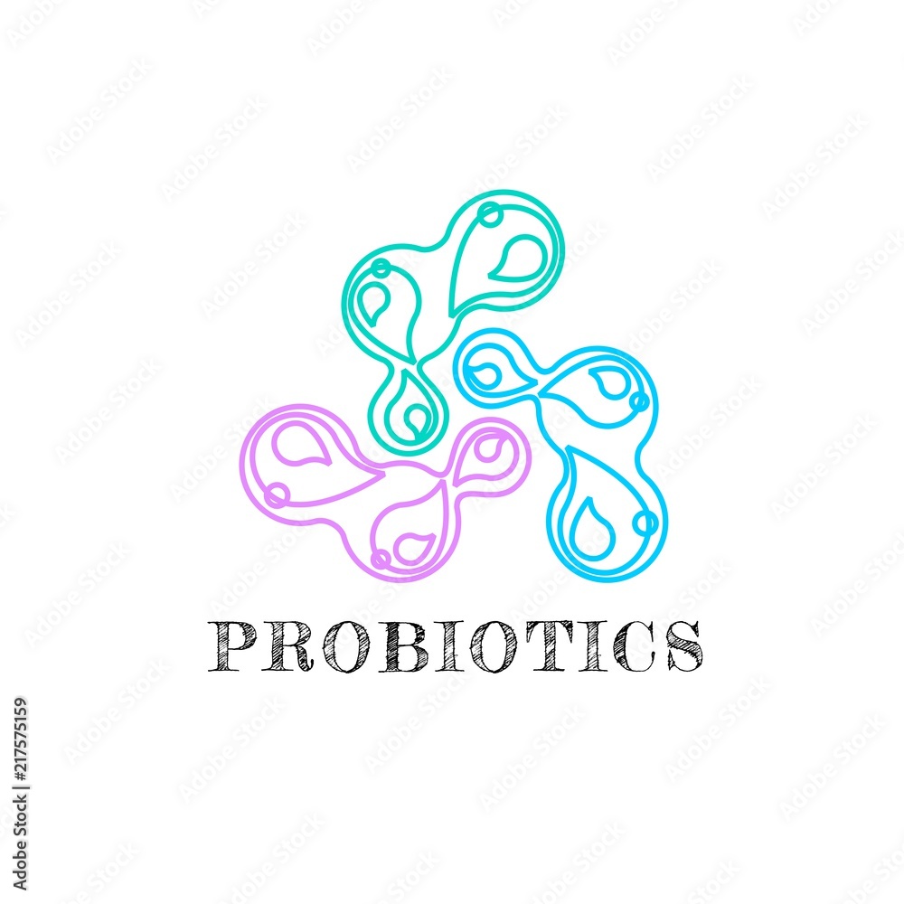 Probiotics logo. Bacteria logo. Concept of healthy nutrition ingredient for therapeutic purposes. Simple flat style trend modern logotype graphic design isolated Probiotics logo. Bacteria logo. Concept of healthy nutrition ingredient for therapeutic purposes. Simple flat style trend modern logotype graphic design isolated