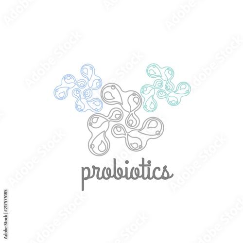 Probiotics logo. Bacteria logo. Concept of healthy nutrition ingredient for therapeutic purposes. Simple flat style trend modern logotype graphic design isolated