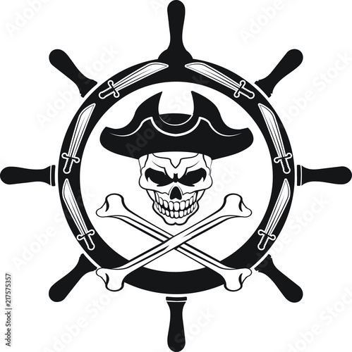 Vector Skull Pirate Wheel Icon