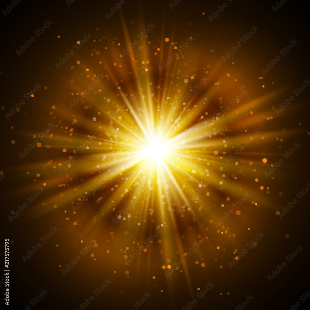 Star burst with sparkles. Light effect. Gold glitter texture Star burst with sparkles. Light effect. Gold glitter texture