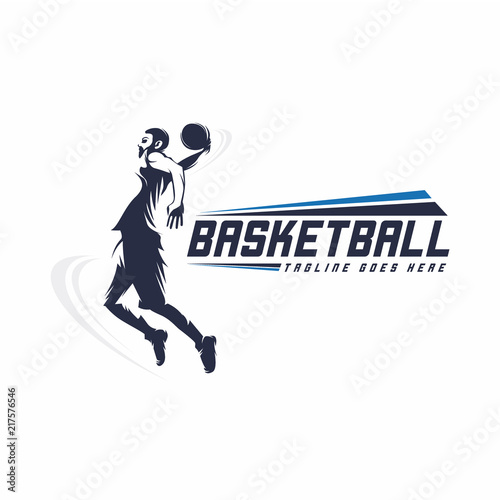 Basketball or Jump Logo Vector Design, Silhouette Illustration Logo