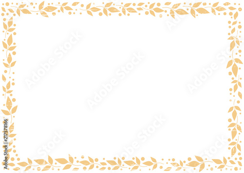 White background with decorative frame of orange leaves and dots and texture for decoration, scrapbooking paper, sheet of book or notebook, wedding invitation, greeting card, text, family tree