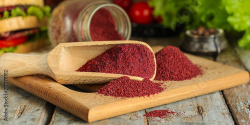 sumac - spices. food background photo