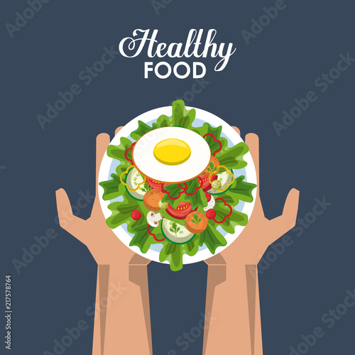 Healthy food delicious salad on dish cartoons vector illustration graphic design