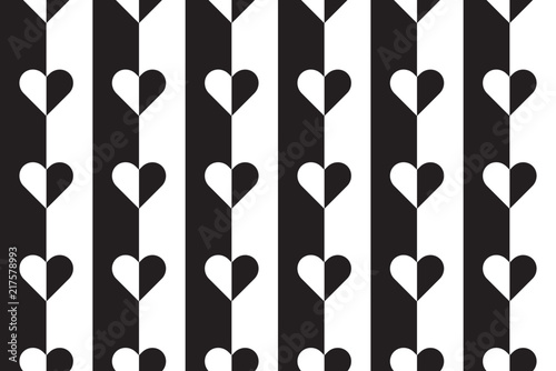 background of black and white stripes with contrasting hearts