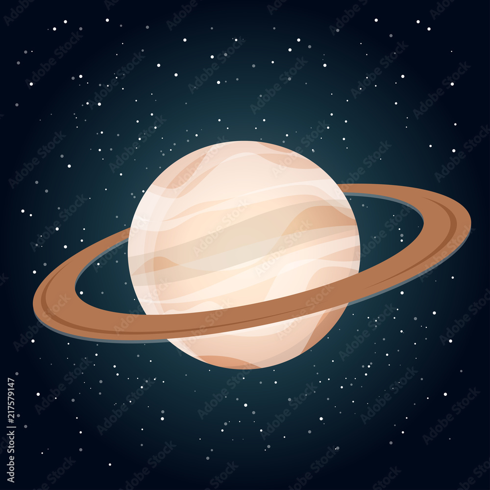 Fototapeta premium cartoon illustration of planet saturn