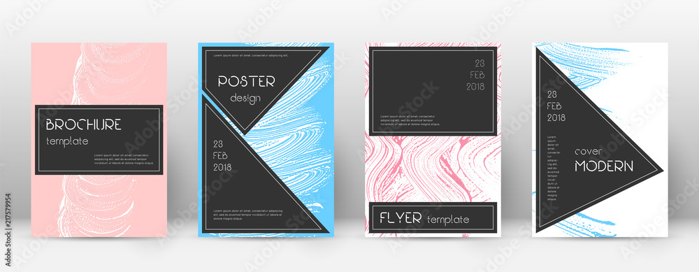 Cover page design template. Black brochure layout. Beauteous trendy abstract cover page. Pink and bl