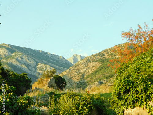 mountain landscape in the light of the setting sun, colorful nature, Balkans