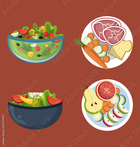 Set of healthy food collection vector illustration graphic design