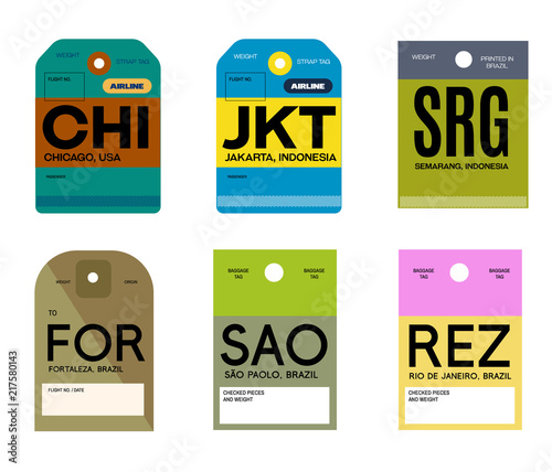 chicago jakarta semarang fortaleza sao paolo rio de janeiro baggage tag