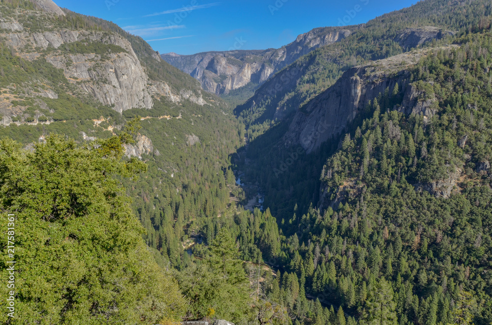 Yosemite valley and Merced river view from Big Oak Flat road Yosemite National Park, Mariposa county, California, USA