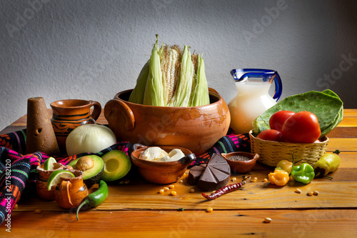 Table with mexican ingredients