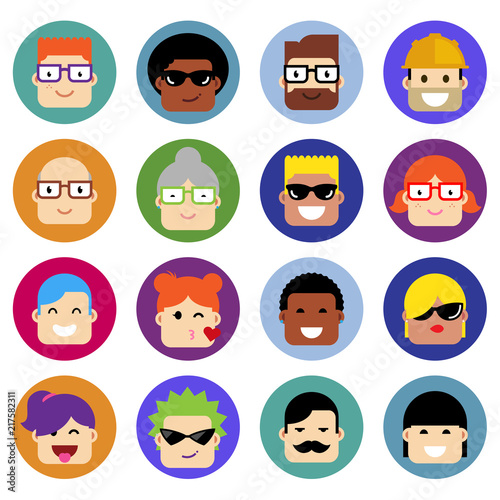 Set of avatars of people of different styles and ages