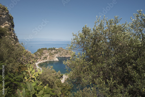 View from the top of the Isola Bella in taormina, sicily