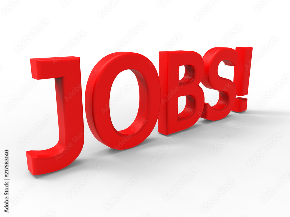 3D render - extruded red jobs text 3D render - extruded red jobs text