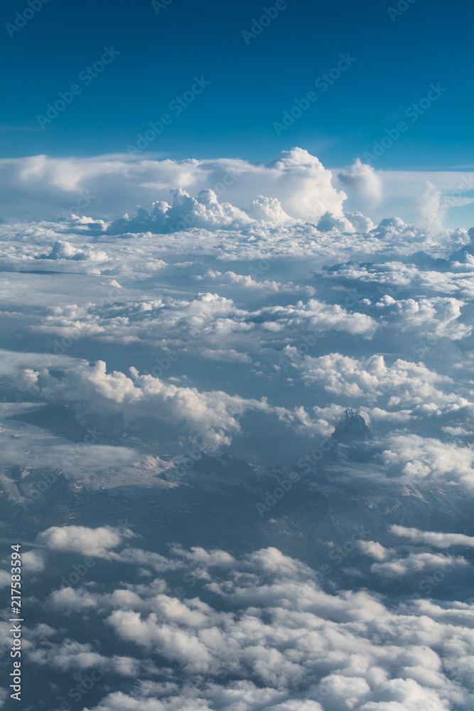 Fototapeta premium Aerial view of Matterhorn and clouds