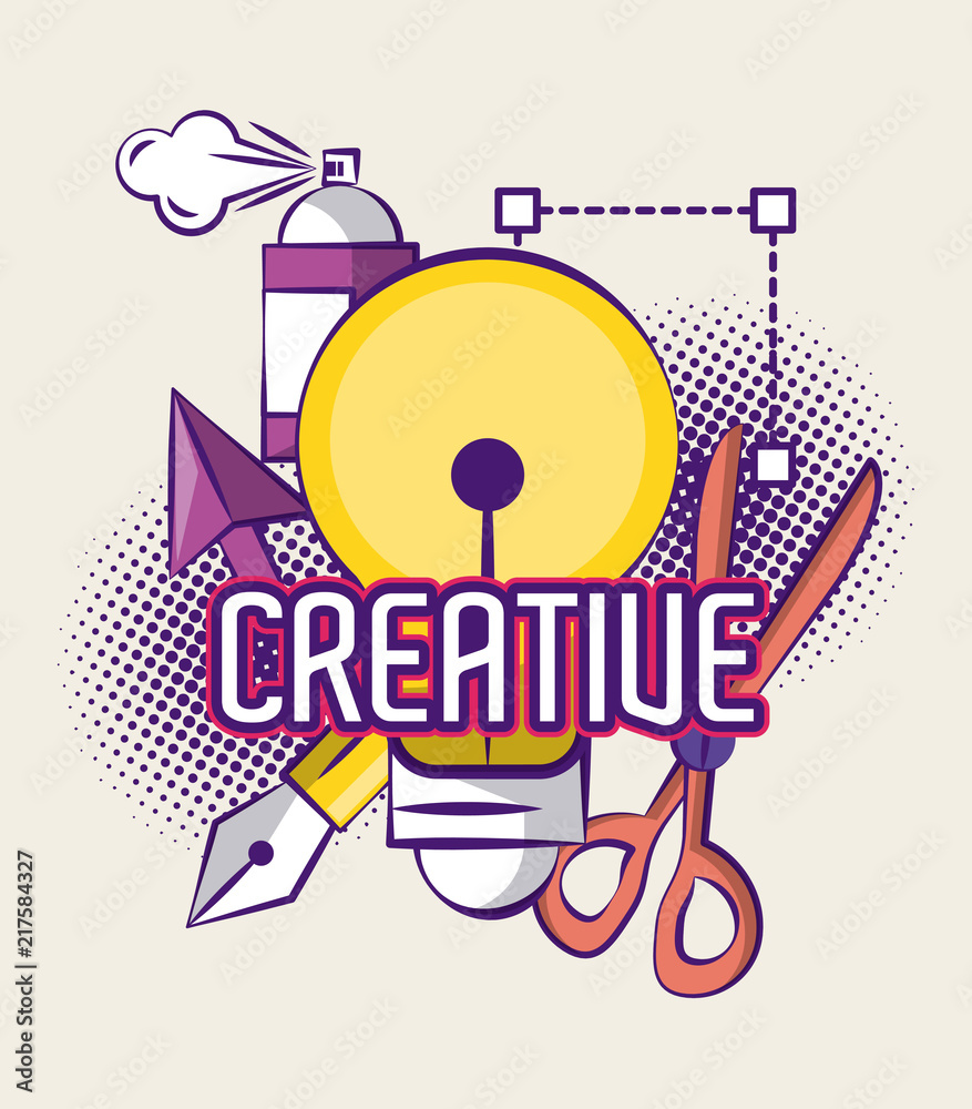Fototapeta premium Creative ideas and colors cartoons and graphic design elements vector illustration graphic design