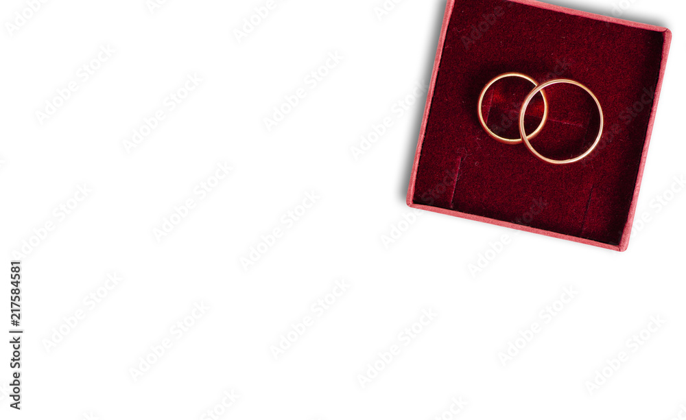 Wedding rings in a box on a white background isolation Wedding rings in a box on a white background isolation