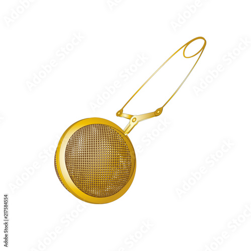Realistic Tea strainers. Gold object isolated. Vector illustration