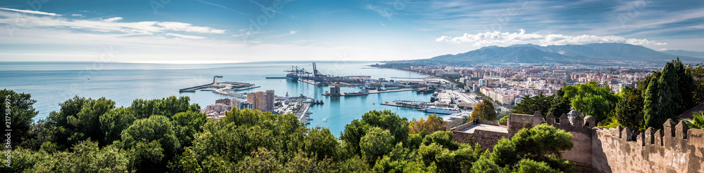 Panorama of Malaga seaport. Spain