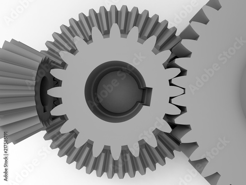 3D render - closeup of gear interlock
