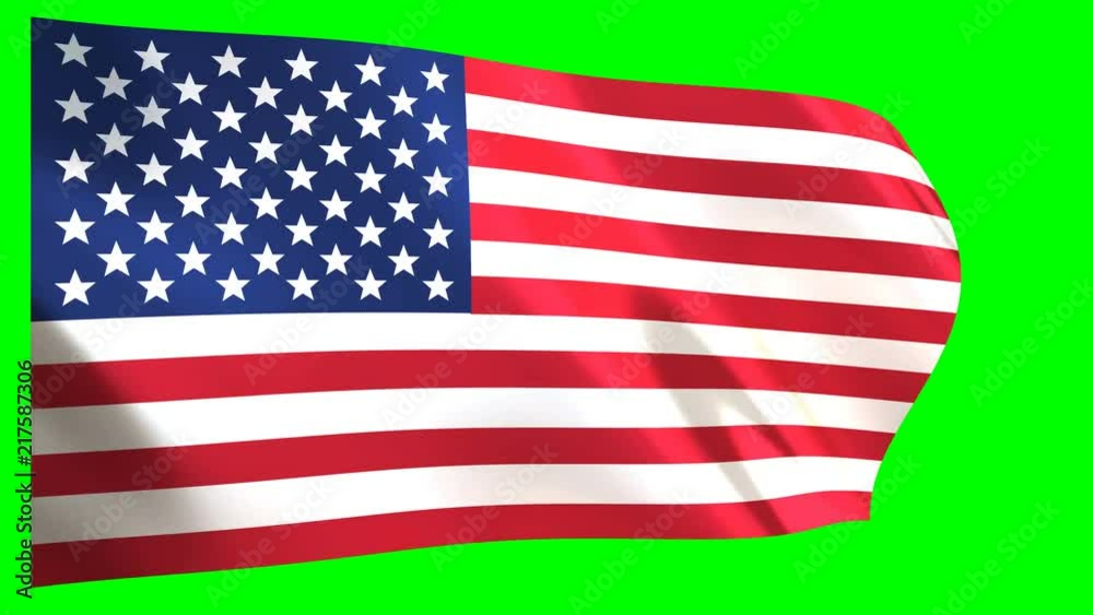 USA Flag waving in the wind - looped animation on green background. USA Flag waving in the wind - looped animation on green background.
