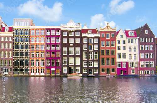 Photography Amsterdam architecture and Damrak canal, Netherlands