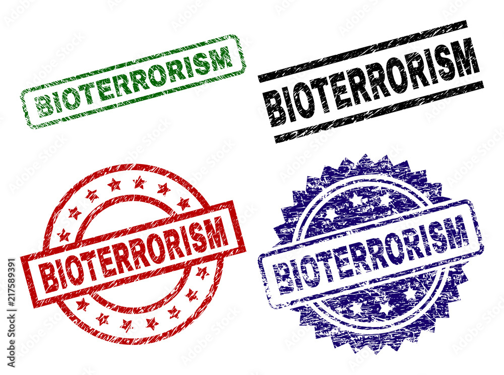 BIOTERRORISM seal stamps with distress surface. Black, green,red,blue vector rubber prints of BIOTERRORISM text with dust surface. Rubber seals with circle, rectangle, medallion shapes. BIOTERRORISM seal stamps with distress surface. Black, green,red,blue vector rubber prints of BIOTERRORISM text with dust surface. Rubber seals with circle, rectangle, medallion shapes.