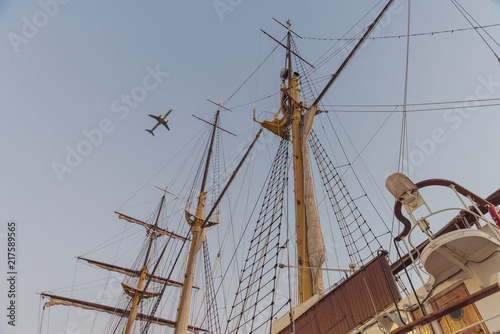 Konstfotografi an old passenger ship bound in the harbor