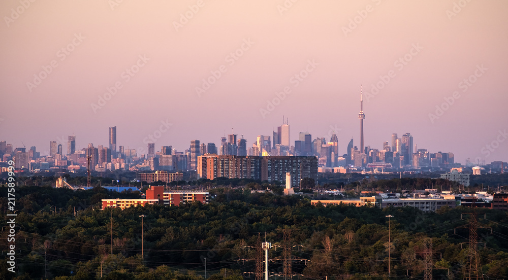City of Toronto Skyline Seen from Mississauga at Sunset