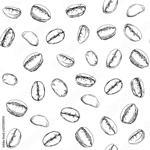 Seamless background with coffee beans.