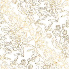 Wandcirkels Orchidee patronen Luxe elegante orchideeën bloemenpatroon  © galyna_p