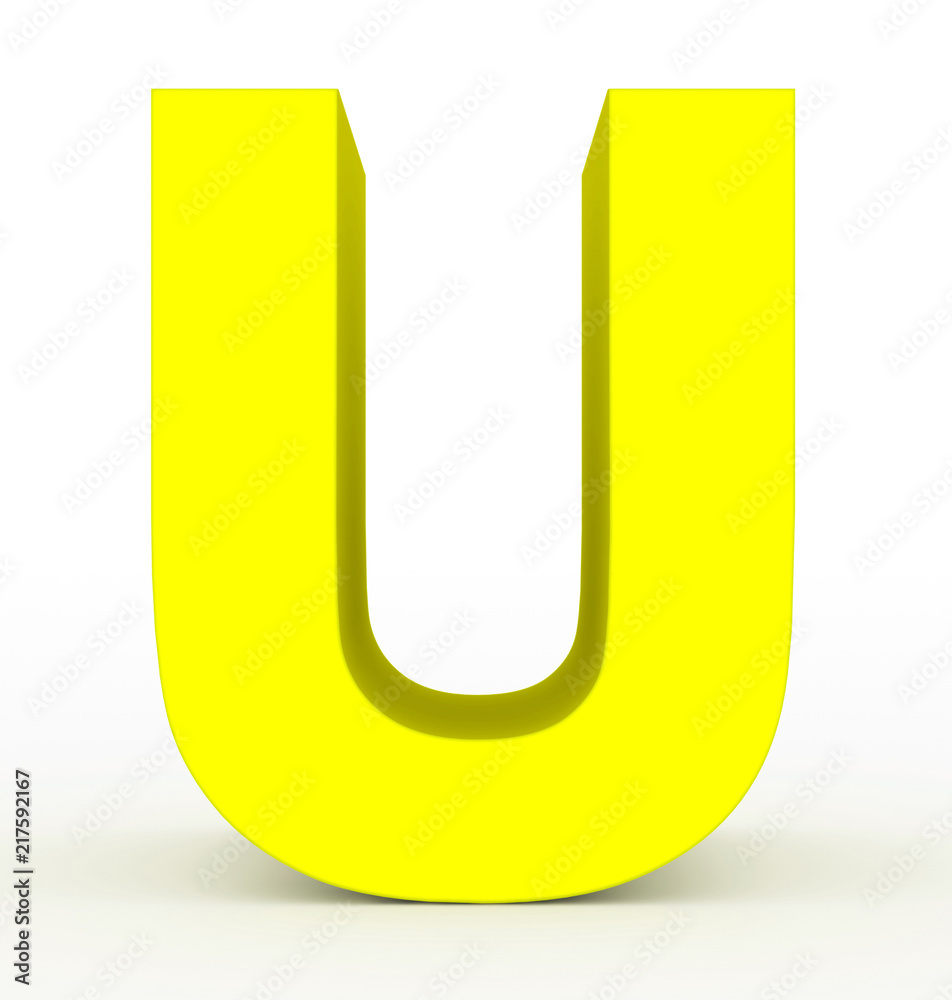 letter U 3d yellow isolated on white